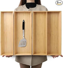 V-Shaped Bamboo Drawer Organizer Set of 3, Kitchen Large and Long Utensil Plate, Flatware & Silverware Storage Box, Wood Drawer Organizer for Bedroom, Living Room (19.6"x5.7" & 7.8" & 12.4") by CozyNest Decor