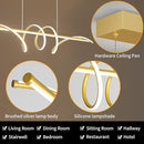 Modern Design Dimmable Desk Linear Pendant Light, with Remote Control Dimmable 3 Color Mode & Brightness Ceiling Lamp, Anti-Flicker Dining Light Fixture for Kitchen, Dining Room (Gold, 47IN) by CozyNest Decor