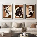 Framed Textured Wood 3D Wall Art for Living Room, Large Boho Tropical Brown Artwork for Walls, 3 Piece Farmhouse Botanical Leaf Wood 3D Textured Wall Art Decor for Office Bedroom Hallway, 24x36 Inch by CozyNest Decor