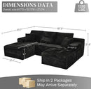 Modular Sectional Sofa Cloud Sectional Couch, 107" Comfy Fluffy U Shaped Black Couches for Living Room, Deep Seat Memory Foam Plush Corduroy Boneless Couch Sectionals with Left Facing Chaise Sofa by CozyNest Decor