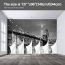 Gray Brooklyn Bridge at Night NYC Wall murals New York Peel and Stick Wallpaper for Bedroom Living Room - 96"x137" by CozyNest Decor