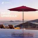 JEAREY 10FT Outdoor Patio Umbrella Outdoor Table Umbrella with Push Button Tilt and Crank, Market Umbrella 8 Sturdy Ribs UV Protection Waterproof for Pool, Garden (Wine Red) by GreenHaven Gardens