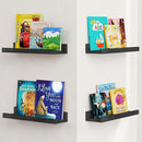 Forbena Black Floating Shelves for Wall with Lip Set of 4, Small Picture Ledge Shelf for Living Room Bedroom Books, Wood Wall Mounted Shelves for Bathroom Decor Entryway Kitchen Storage (Black) by TinyTreasures Baby Boutique