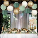 Paper Lanterns Sage Green Gold Round Hanging Chinese Lanterns for Birthday Party Baby Shower Bridal Shower Decorations Pack of 12 by CozyNest Decor