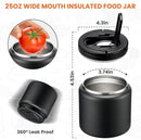 Soup Thermo for Hot Food Kids 25.5oz Lunch Containers with Buckle Lid Wide Mouth Hot Food Jar Vacuum Insulated Stainless Steel Bento Box Leakproof with Spoon(Black) by TinyTreasures Baby Boutique