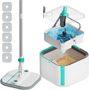 Upgraded Spin Mop and Bucket Set Self-Standing Mop Bucket Separate Dirty and Clean Water System Self Wringing 360° Rotating 90° Foldabl Mops and Buckets for Floor Cleaning (Blue, 6Pads) by CozyNest Decor