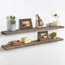 48 Inch Fireplace Mantel Shelf - 8 Inch Deep Rustic Solid Reclaimed Wood Floating Shelf, Wall Mounted Farmhouse Display Shelf with Invisible Heavy Duty Metal Bracket, Set of 2, Cement Grey by CozyNest Decor
