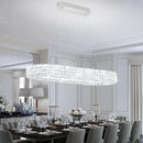 Modern Crystal Chandelier, Dia 40" Rectangular Chandelier for Dining Room,Chrome Rectangle Crystal Ceiling Light Luxury Oval Chandeliers for Living Room Kitchen Island by CozyNest Decor