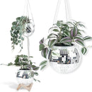 6" Disco Ball Planter – Rotating Mirror Planter with Macrame Hanger & Wooden Stand for Indoor and Outdoor Plants by GreenHaven Gardens