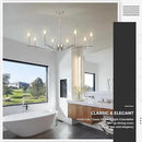 Nickel Chandeliers for Dining Room, 8-Light Chandelier Light Fixture Over Table Modern Candle Chandelier 44in Master Bedroom Chandeliers Lighting for Entry Foyer Bathtub Living Room by CozyNest Decor