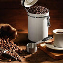 ShanSon Coffee Canister Airtight Coffee Container Stainless Steel Coffee Bean Storage Container with CO2 Release Valve and Scoop Coffee Canister for Beans,Grounds,Sugar,Flour,Tea,Cereal,22OZ,Off-White by CozyNest Decor