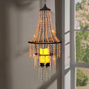 Hanging Candle Chandelier Outdoor, Battery Operated Clear Acrylic Beaded Chandelier with Flickering Led Candle Light S Hooks Modern Lantern for Garden Yard Patio Gazebo Room Indoor Decorations, 28”H by GreenHaven Gardens