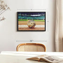 ElephantStock Baseball In Stadium Wall Art - Horizontal Framed Canvas - 1-Piece Living Room Wall Decor - Car Photography Canvas Print - Brown and Beige Decor for Wall - 19" X 13" by CozyNest Decor