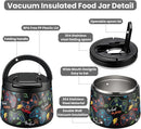 14oz Insulated Vacuum Food Jar with Buckle Lid,Soup Thermo for Hot Food Kids,Wide Mouth Leakproof Stainless Steel Lunch Container with Spoon-Black Game by TinyTreasures Baby Boutique