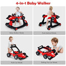 HONEY JOY 4-in-1 Baby Walker, Activity Push Walker w/3 Adjustable Heights, Smooth Wheels w/Adjustable Speed, Padded Seat, Music & Light, Foldable Car Walker for Baby Boys Girls Age 6 Months+ (Red) by TinyTreasures Baby Boutique