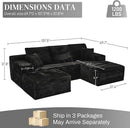 Modular Sectional Sofa Cloud Sectional Couch, 107" Comfy Fluffy U Shaped Black Couches for Living Room, Deep Seat Memory Foam Plush Corduroy Boneless Couch Sectionals with Right Facing Chaise Sofa by CozyNest Decor