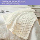 Bigacogo Chunky Knit Throw Blanket for Couch, 40x40 inches, 100% Hand Knitted with Thick Jumbo Chenille Yarn, Cozy Soft Large Rope Knot Cable Crochet Blankets for Sofa Bed Living Room, Ivory by CozyNest Decor