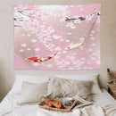 Houselerax Japanese Koi Fish Tapestry, Cherry Blossoms Asian Oriental Pink Flower Branch Koi Fish Carp Tapestries Wall Hanging for Bedroom Living Room Office Decor 80"x60" by CozyNest Decor