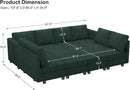 Belffin Oversized 12 Seat Modular Sectional Sleeper Sofa Convertible Sleeper Sectional Sofa with Storage Seat Large Corduroy Modular Couch for Living Room Green by CozyNest Decor