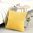 Fancy Homi 2 Packs Yellow Decorative Throw Pillow Covers 20x20 Inch for Living Room Couch Bed Sofa, Rustic Farmhouse Boho Home Decor, Soft Corss Corduroy Patchwork Accent Square Cushion Case 50x50 cm by CozyNest Decor
