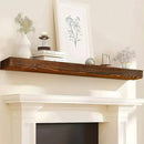 72x8x3 Fireplace Mantel - Solid Rustic Wood - Wall Mounted Floating Shelf with Invisible Heavy Duty Steel Bracket (Weathered Brown) by CozyNest Decor