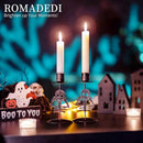Romadedi Candle Holder for Halloween Decor: Set of 2 Black Gothic Skull Taper Candlestick Table Centerpiece Decorations Spooky Party Dinning Room Home Indoor by CozyNest Decor