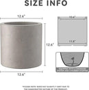 Kante 12.6" Dia Round Concrete Planter, Modern Style Large Cylindrical Plant Pot with Drainage Hole and Rubber Plug for Indoor Outdoor Patio, Weathered Concrete by GreenHaven Gardens