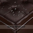 Adeco Bonded Leather Square Tufted Footstool, 18", Brown Storage Ottomans, by CozyNest Decor