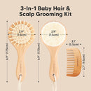 Baby Hair Brush and Comb Set for Newborn - Wooden Baby Hair Brush Set with Soft Goat Bristle, Baby Brush Set for Newborns, Baby Brush and Comb Set Girl, Boy, Toddler Cradle Cap Brush (Round, Walnut) by TinyTreasures Baby Boutique