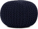 REDEARTH Round Pouf Foot Stool Bean Bag Ottoman - Cable Knitted Cord Boho Pouffe - Poof Accent Bean Bag - Handmade by Artisans for Living Room - Bedroom (19.5"x19.5"x14") - Navy Blue by CozyNest Decor