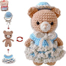 LoopMap Crochet Kit for Beginners - DIY Amigurumi Bear with Removable Dress & Accessories - Step-by-Step Video Tutorials, Extra Yarn, Crochet Tools, Handmade Gift for Kids & Adults (Bear K02, Blue) by TinyTreasures Baby Boutique