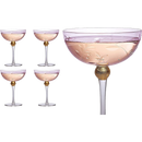 Colored Coupe Art Deco Glasses, Gold | Set of 4 | 8 oz (Pink)