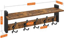 Homode Rustic Brown Wall Mount Coat Rack with Shelf and 5 Tri Hooks, Wood Coat Hangers for Hanging Hat, Towel, Purse, Jacket by CozyNest Decor
