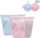 2 Pcs Special Zoning laundry bag for delicates with handles mesh laundry bags washing machine laundry totes travel storage and sorting bag(Pink-Blue) by TinyTreasures Baby Boutique