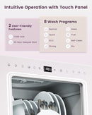 HAVA Countertop Dishwasher with Water Softener and Enhanced Energy Efficiency, Portable Dishwasher with 8 Wash Programs, Child Lock & Delayed Start Function, No Installation Needed - Misty Lilac by TinyTreasures Baby Boutique