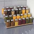nianfeng Tiered Spice Rack, 4-Tier Spice Pantry Kitchen Cabinet Organizer, 16-Inch, Natural Wood Acrylic Stair Riser Stand, Countertop Seasoning Shelf by CozyNest Decor