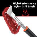 Grill Brush and Scraper, Safe Nylon Bristles Barbecue Triple Scrubbers Cleaning Brush for Cast Iron Grates/Porcelain/Weber Gas/Charcoal Grill，Extra Strong BBQ Cleaner Accessories (Red) by GreenHaven Gardens