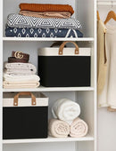 StorageWorks Storage Bins, Fabric Storage Bins for Shelves, Large Storage Baskets with Metal Frame, Closet Baskets and Bins with Handles, Black and White, 2-Pack by TinyTreasures Baby Boutique