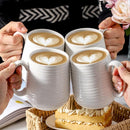 Hasense Coffee Mugs Set of 4, 15 Ounce Porcelain Latte Mug Set with Handle for Morning Coffee Tea and Cocoa, Ceramic Coffee Cups with Unqiue Glaze for Men, Women, Plain by CozyNest Decor