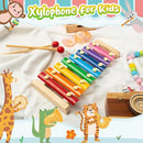 LovesTown Wooden Xylophone Musical Toy, 8 Rainbow Keys, 2 Mallets, Educational Instrument for Toddlers by TinyTreasures Baby Boutique