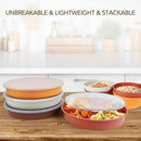 greenandlife 9 Inch 4PCS Portion Control Plates with Lids, Divided Plates for Kids Adults, Dishwasher Microwave Safe Compartment Plate Set, Unbreakable Lightweight Reusable Wheat Straw Plate, Sunset by CozyNest Decor