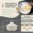 48oz Platinum Silicone 3 Compartmented Microwave Steamer Pot with Handle & Lid - Korea 100% Food-Grade Steamer Bowl, Heat-Resistant Cooker with Steam Holes, Easy Clean, Dishwasher Safe, Ivory by TinyTreasures Baby Boutique