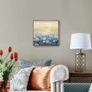 Bathroom Decor Wall Art-Framed Canvas Wall Art Modern Beach Coastal Floral Sunset Boho Ocean Artwork Blue Yellow Lotus Flower Zen Wall Picture for Bedroom Kitchen Office Small by CozyNest Decor