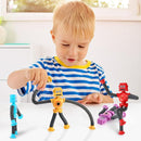 Pop Tubes LED Robot 4 Pcs Light Up Fidget Tubes Sensory Toys Robot Telescopic Suction Cup, Toddler Autism Stress Relief Stocking Stuffers Halloween Party Favors Travel Toys for Kids by TinyTreasures Baby Boutique