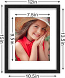 Vittanly 11x14 Picture Frames Set of 9, Shatter Resistant Plexiglass, Display 8x10 Pictures with Mat or 11x14 without Mat, Photo Frames for Wall or Tabletop, Engineered Wood, Black by CozyNest Decor