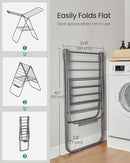 SONGMICS Clothes Drying Rack, with Sock Clips, Metal Laundry Rack, Foldable, Space-Saving, Free-Standing Airer, with 2 Height-Adjustable Gullwings, Indoor Outdoor Use, Gray ULLR052G01 by TinyTreasures Baby Boutique