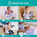 Infantino Music & Lights 3-in-1 Discovery Seat & Booster, Toddler Booster Seat for Dining Table or Kitchen Chair, Baby Activity Center & Snack Tray, Lavender by TinyTreasures Baby Boutique