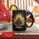 Spiritual Nature Themed Ceramic Cup, Custom Name Coffee Mug 11oz or 15oz, Personalized Pine Tree Black Cup for Christmas, Custom Winter Season Coffee Mug, Gifts for Friends, Family by CozyNest Decor