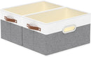 Yawinhe Fabric Storage Baskets, Foldable Closet Organizer for Shelves, Large Boxes with 3 Handles, Canvas Bins for Clothes, White/Grey, 12.99''Lx9.05''Wx7.87''H, 2-Pack by TinyTreasures Baby Boutique