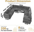 Modular Sectional Sofa with Chaise U Shaped Sectional Couch for Living Room, 8-Seater Comfy Cloud Couches, Plush Corduroy, Gray by CozyNest Decor